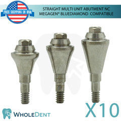 10x Straight Multi Unit Prosthetic Ø4.8mm NC Megagen® BlueDiamond Compatible
