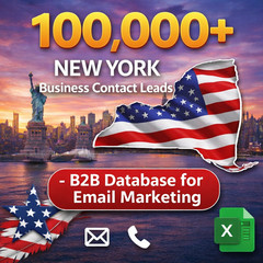 100K USA New York Business Email database list – B2B Contact leads – Excel file