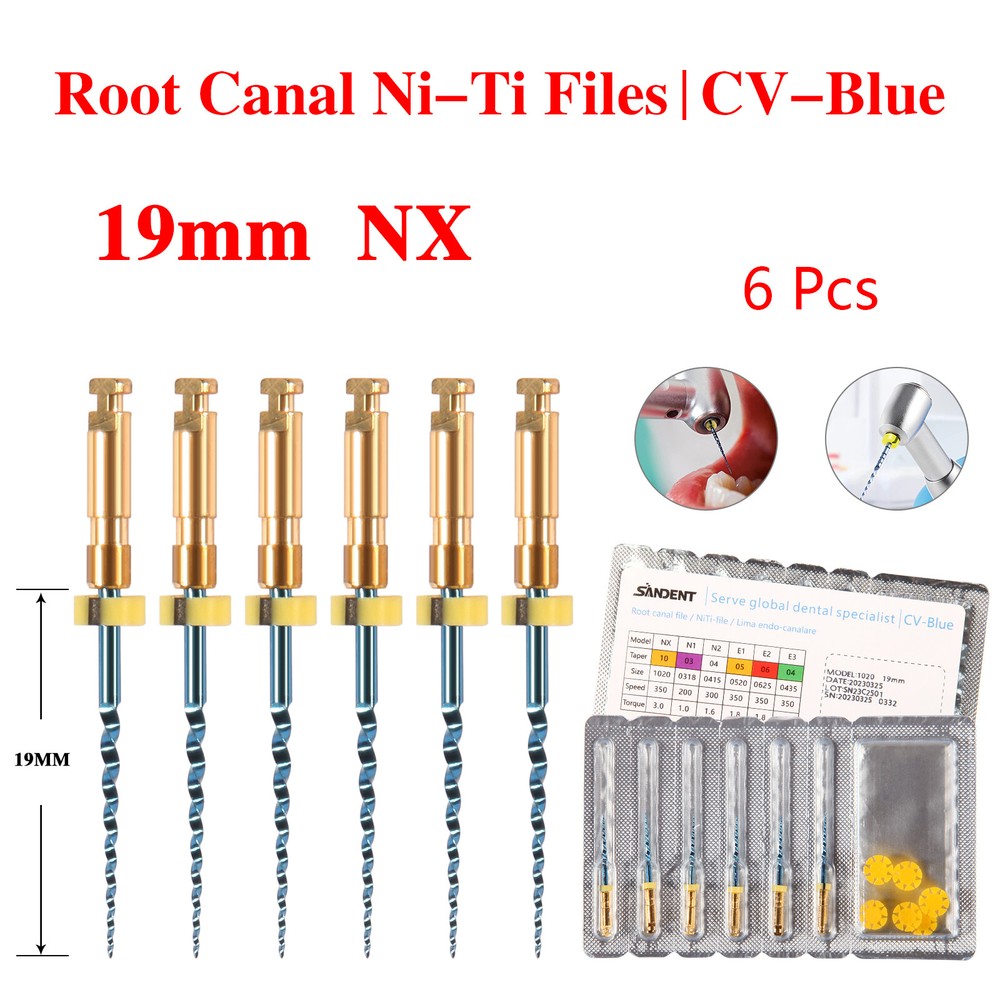 6Pcs/pack Dental Endo CV-Blue Taper File Niti Rotary Files 25MM Root Canal USA