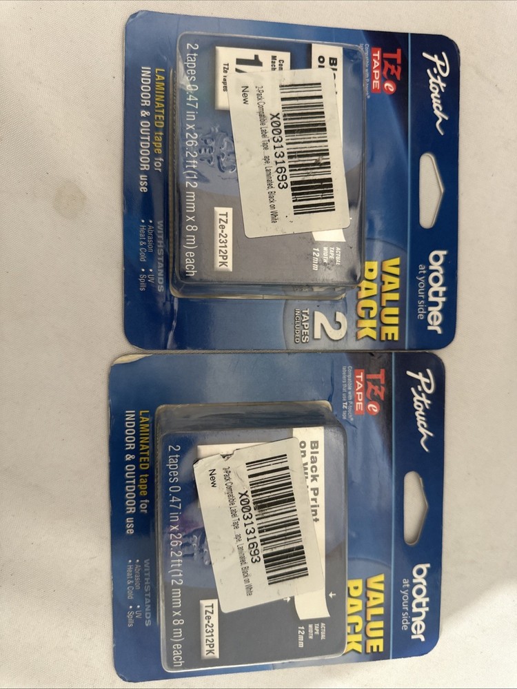 Brother TZE2312PK 12mm Black on White Tape – 3 Pack