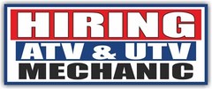 HIRING ATV & UTV MECHANIC Advertising Banner Vinyl Mesh Sign New Job Service