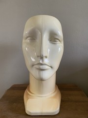 Vintage Plastic Abstract Adult Unisex Mannequin Heads Pair