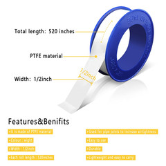 VOTMELL 8 Rolls 1/2 Inch(W) X 520 Inches(L) Teflon Plumbers Tape,Pipe Sealing &