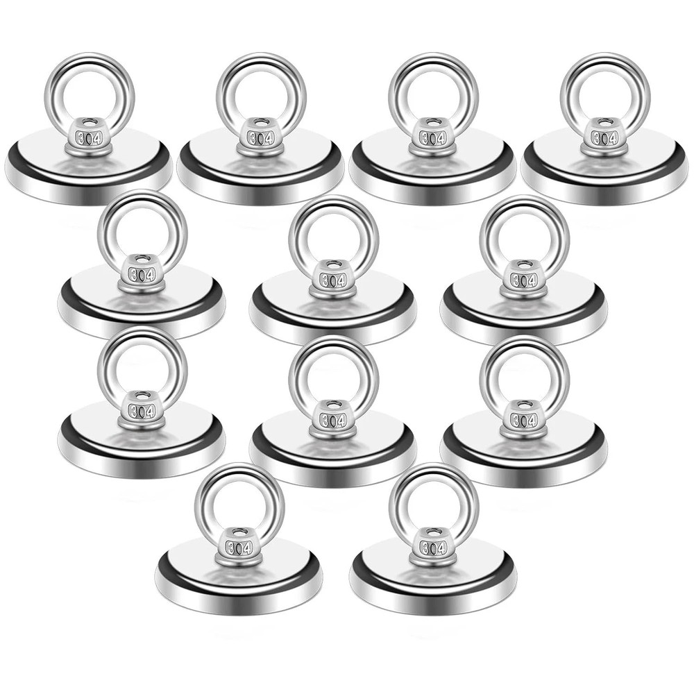 Strong Neodymium Fishing Magnets 12 Pack,100 lbs(45KG) Pulling Force Rare Ear…