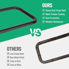 Racewill 12 inch Square Bend U-Bolt Kits, Heavy Duty Steel Square U-Bolts Black