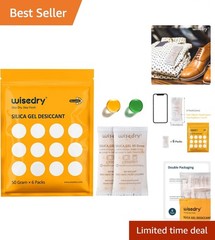 50g [6-PACK] Rechargeable Color-Changing Silica Gel Packets for Moisture Control