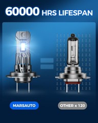 Marsauto H7 Driving Lights 48000Lm High Bright 6000K Cool White H7 Light Bulbs