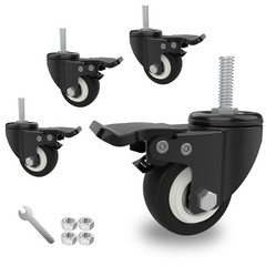 4pcs Stem Casters M8x25 with Brake Lock | 2 Inch Heavy Duty PU Rubber Swivel …