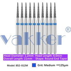 10pc Diamond Bur Shape X-Mas Tree Round End Taper Burs Fine Medium Coarse