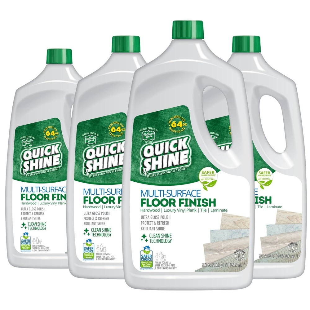 Quick Shine Multi-Surface Floor Finish-Polish 64oz-4pk | Safer Choice, No PFA…