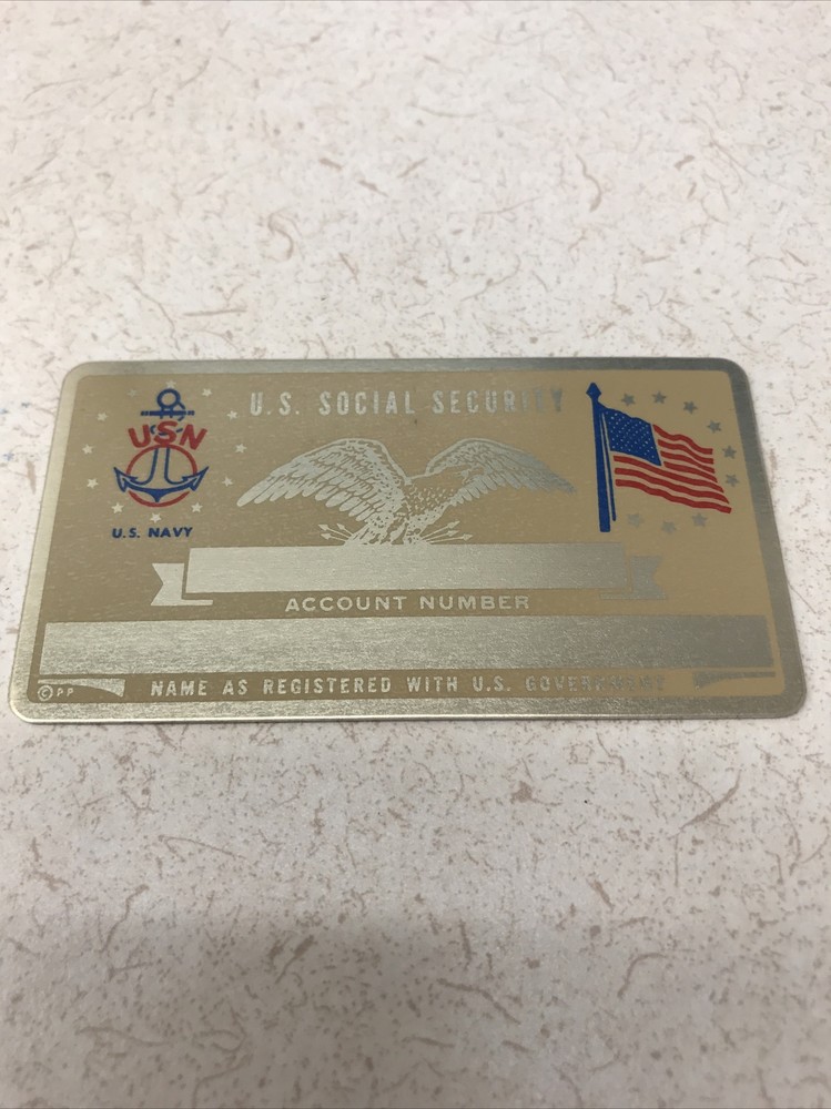 NEW Vintage SSN Social Security Card Metal USA Navy USN