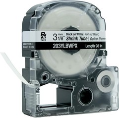 Epson LABELWORKS 203YLBWPX Black on White Shrink Tube 1/8″ (3mm) Tape **5-PACK**
