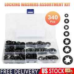 340pcs Assortment Internal Tooth Star Lock Spring Quick Washer Push On Speed Nut