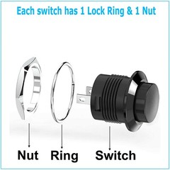 10 PCS 16mm Push Button Switch Non-Lock Momentary Open Round 2 Pins Metal