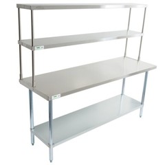 12″W x 72″D x 32″H Stainless Steel Double Deck Overshelf For Work Prep Tables