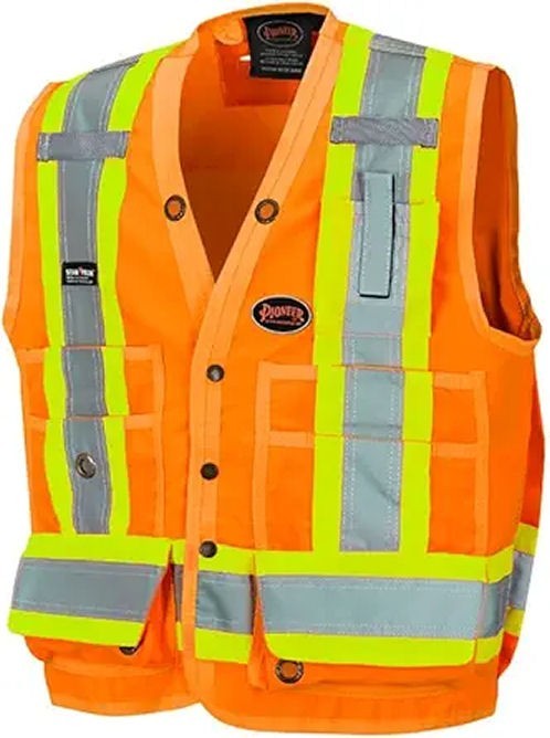 Pioneer Hi Vis Men’s Engineer Style Surveyor’s Safety Vest – Orange/Yellow – 2XL