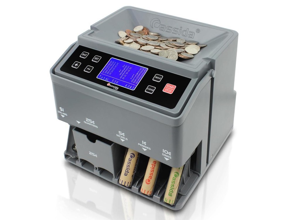 Cassida C300 Professional USD Coin Counter, Sorter and Wrapper/Roller, 300 coins