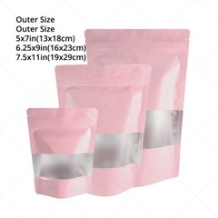 Assorted Size Matte Pink Foil Mylar Stand up Zip Lock Bag w/ Window P02