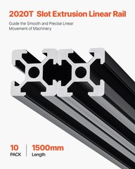 10PCS 59 in (1500 mm) T Slot 2020 Aluminum Extrusion Anodized Linear Rail