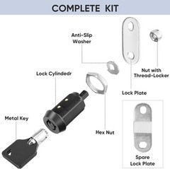 5 Pack Cabinet Lock with Keys, 1-1/8” 5/8″ 7/8″ Heavy Duty Tubular Cam Lock