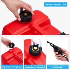 3 Gallon 12L Portable Boat Fuel Tank With Fill Hose For Marine Outboard Motor
