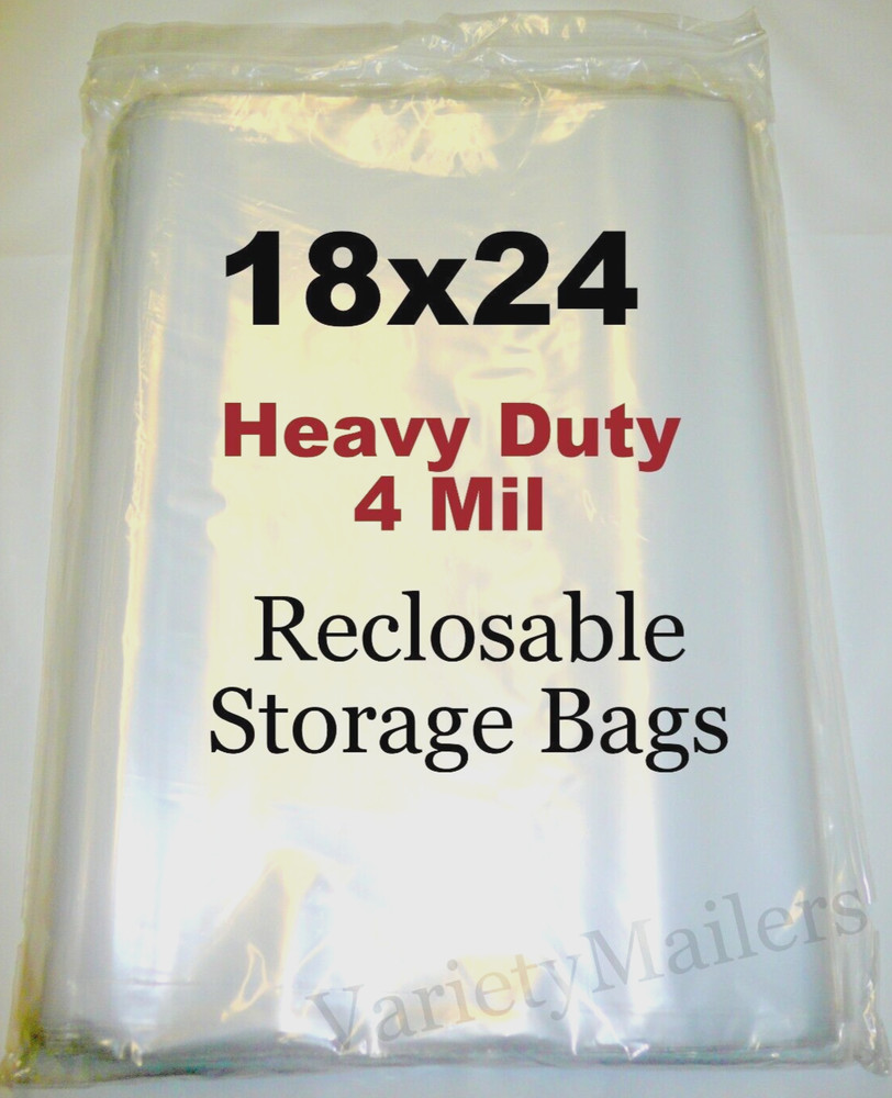 5 EXTRA LARGE 18”x 24” Clear Reclosable 4 MIL HEAVY DUTY Storage Bags