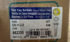 10 POUNDS HILLMAN HEX CAP SCREWS 5/8″-11 X 2″ Grade 8 Zinc BRAND NEW