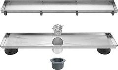 18 Inch Linear Shower Drain with 2-in-1 Tile Insert Cover Brushed 304 SS