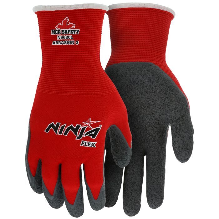 MCR N9680 RED Ninja Flex Latex Coated Work Gloves – 15 Gauge, 12 PAIR, SM-2XL