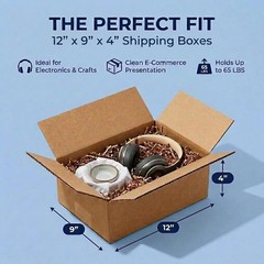 Shipping Boxes Medium 12″L x 9″W x 4″H 25-Pack – Corrugated Cardboard Box for…
