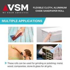 Vsm 2 X 50Yd 150 220 Grit Very Fine Aluminum Oxide Sanding Shop Roll F-Weight