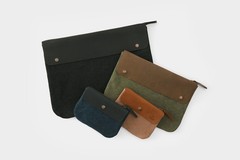 Traveler’s Company TF Canvas Pouch M Blue Cotton Leather Made in Thailand