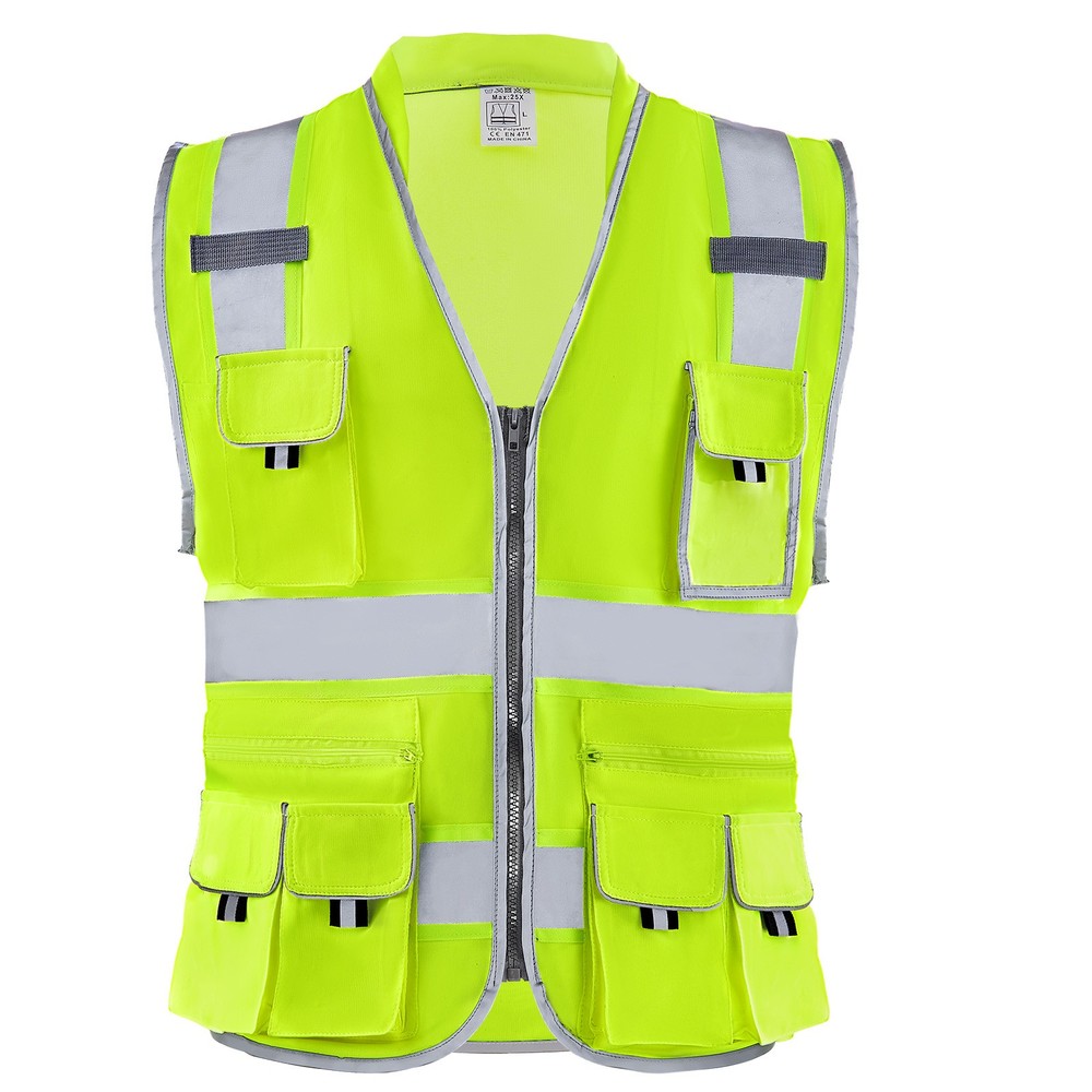 VEVOR Safety Vest Reflective Yellow Work Vest with 10 Pockets for Men & Women