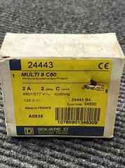 New Square D Multi-9 2-Pole C60 2A Miniature Supplementary Protector, MG24443