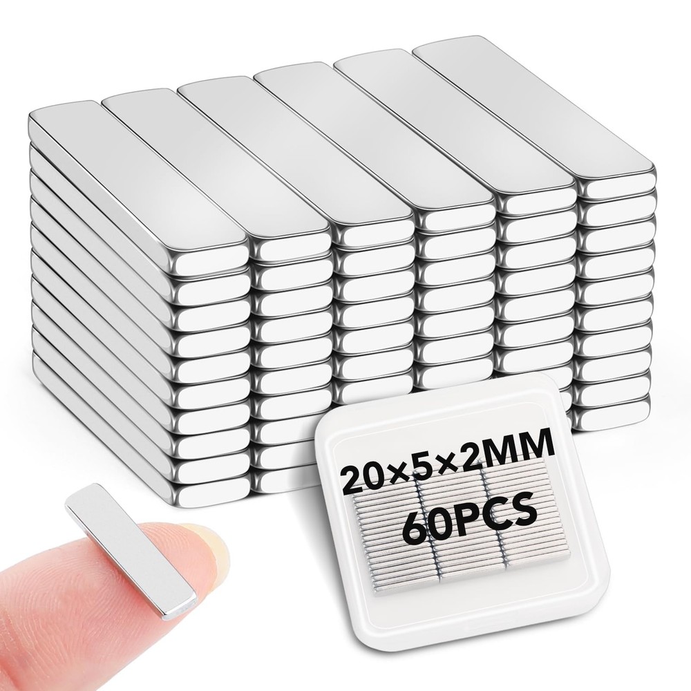 Neodymium Bar Magnets, 20x5x2mm 60Pcs Small Strong Rare Earth Magnet, Strong …