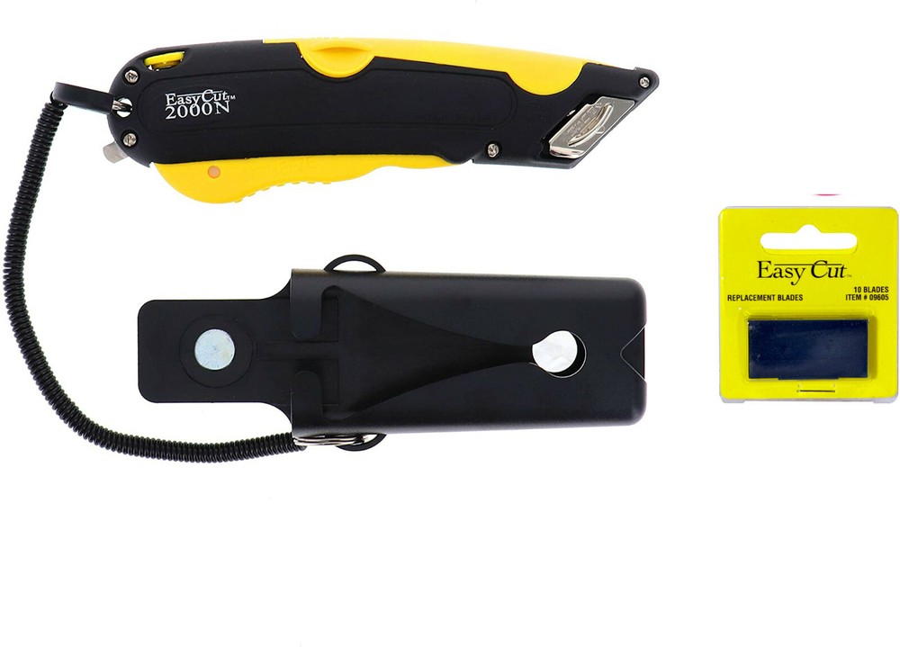 Easy Cut 2000N Yelloow Safety Box Cutter Knife Easycut & PACK of 10 BLADES