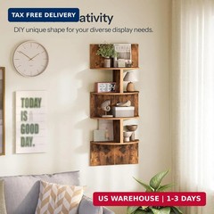 HOOBRO Corner Shelf Wall-Mounted, Set of 2 Floating Corner Shelves for Wall, 4-T