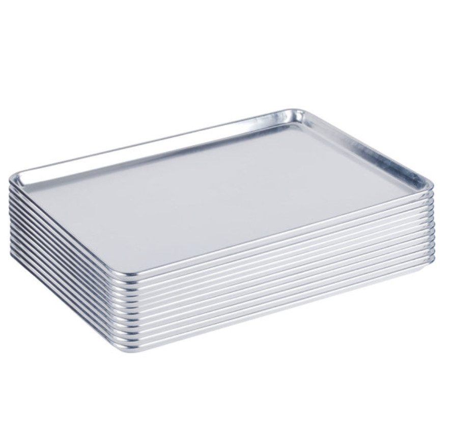 12 Case Aluminum Bun Sheet Pans Full Size Wire Rim Restaurant Baking 18″ x 26″