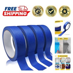 Eco-Friendly Blue Painters Tape – 0.94in x 22yd, 4 Rolls, Easy Tear & Removal