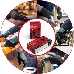 X3 Black Gloves, Disposable, Latex Free, Nitrile, for XX-Large,