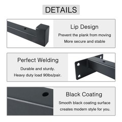 OVOV 6 Pack Black Shelf Brackets 12 Inch Floating Shelf Bracket with Lip Indu…