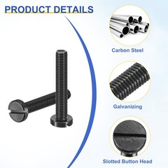 10Pcs Black Oxide Slotted Button Head Screws 8-36 x 1″ Machine Screw