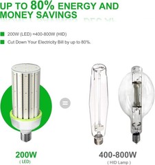 (2-Pack) 480V LED Corn Light 200W (800w HID MH HPS Eq.) Warehouse High Bay Bulb