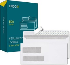500#9 Double Window Envelopes Self Seal, 3 7/8 x 8 7/8″ Security Tinted Envel…