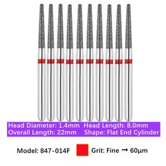 Vakker Dental Flat End Taper FG Diamond Bur 847-014F Fine 10/pk