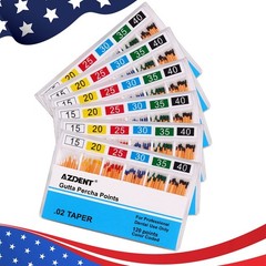 Dental Gutta Percha Points 0.02,15-40# Taper Assorted for Endodontic Root Canal