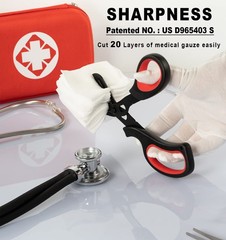 MEUUT 2 Pack Medical Scissors Trauma Shears for Left and Black/Red+black/Red