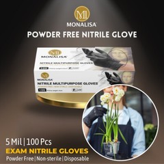 MONALISA™ Disposable Black Nitrile Gloves Industrial Powder Free 5mil 100 PCS