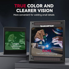 ARCCAPTAIN Solar Powered Auto Darkening Welding Helmet Large View True Color New