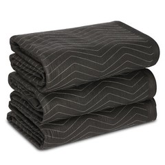 24 Pack Moving Blankets 80″ x 72″ Pro Economy Shipping Furniture Pads Black